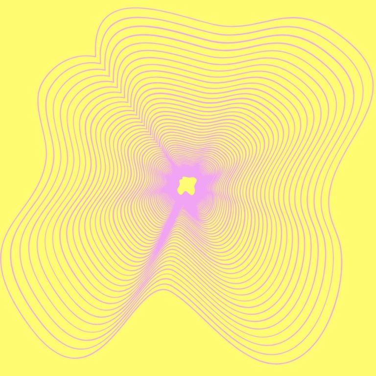 Abstrakte Liniengrafik in Gelb und Rosa als Symbol für mentale Gesundheit, innere Stabilität und psychische Resilienz.